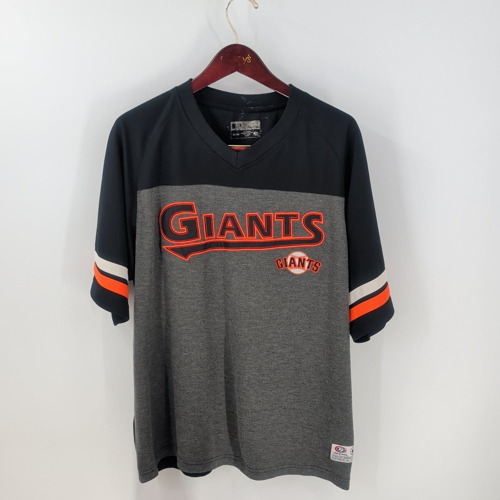 Vintage True Fans San Francisco Giants Short Sleeve T-Shirt Gray Black Size XL‎
